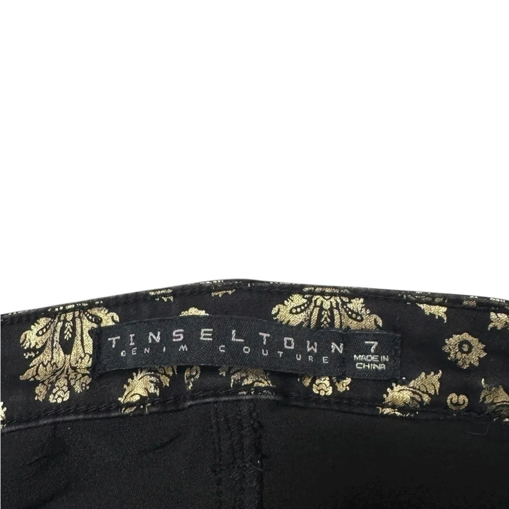 TINSELTOWN Brocade Skinny Jeans Gold Foil Size 7